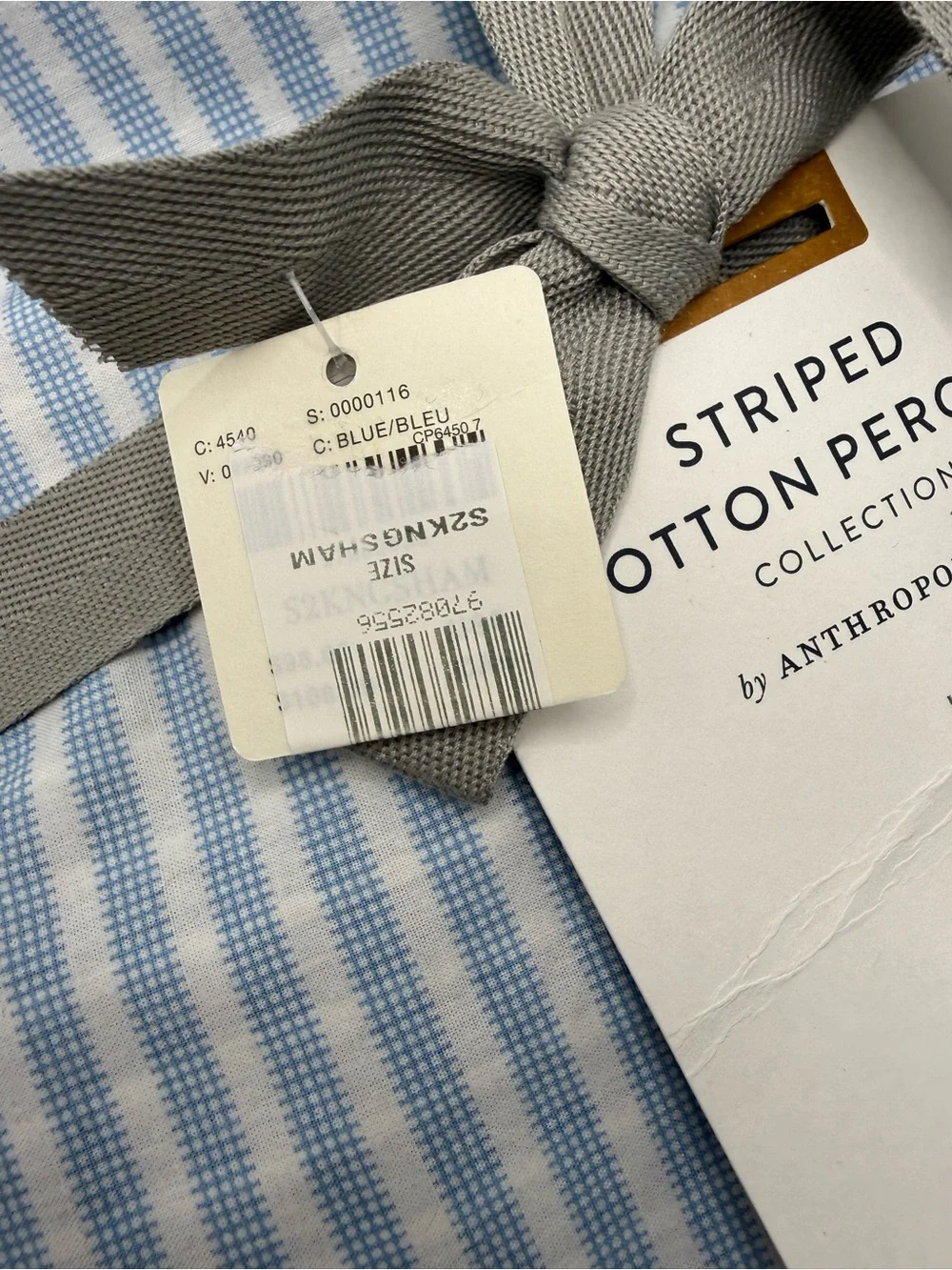 Anthropologie Livia Blue Stripe King Duvet Cover & 2 King Shams NWT
